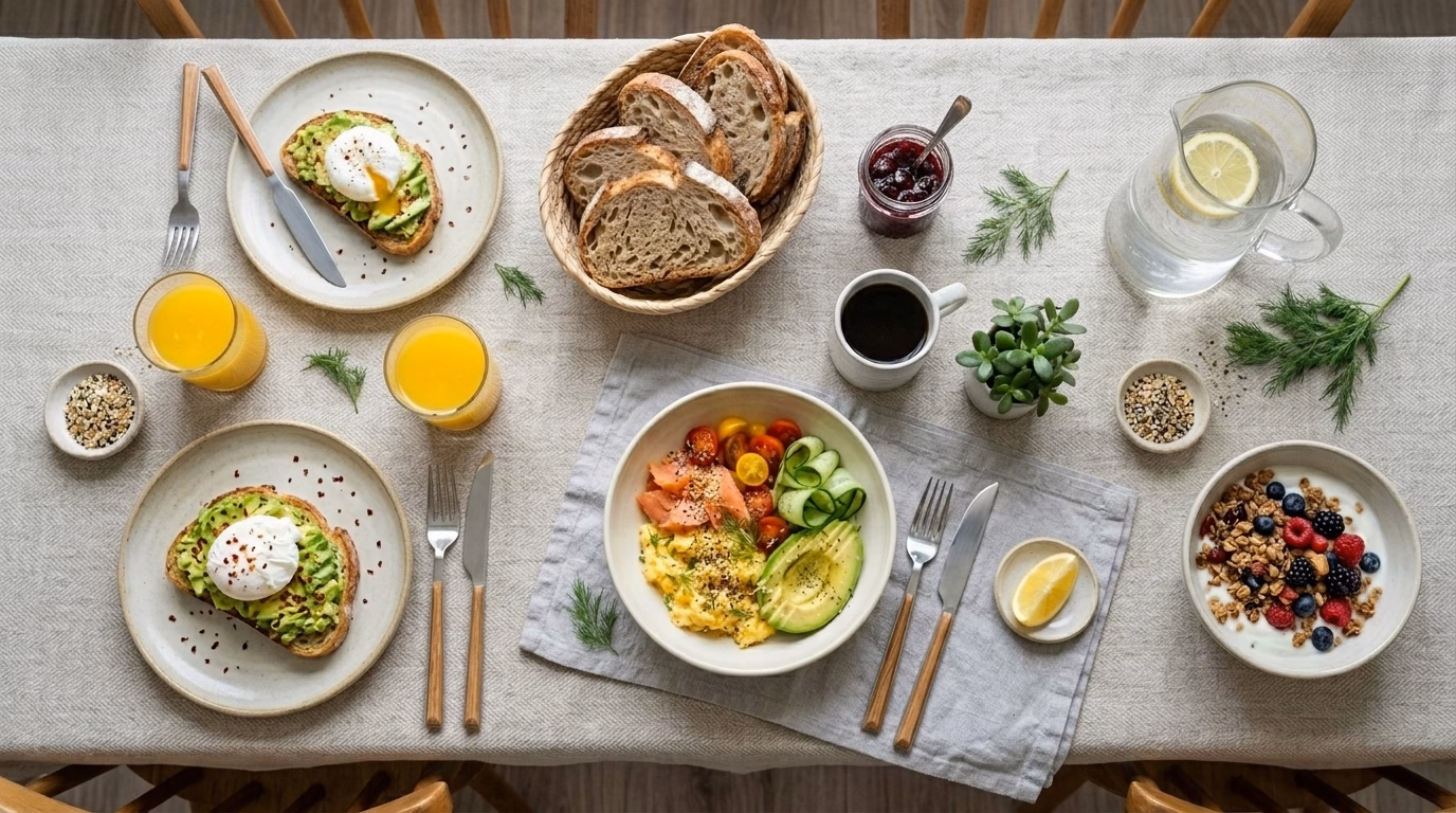 high protein breakfast bowl with eggs smoked salmon and avocado