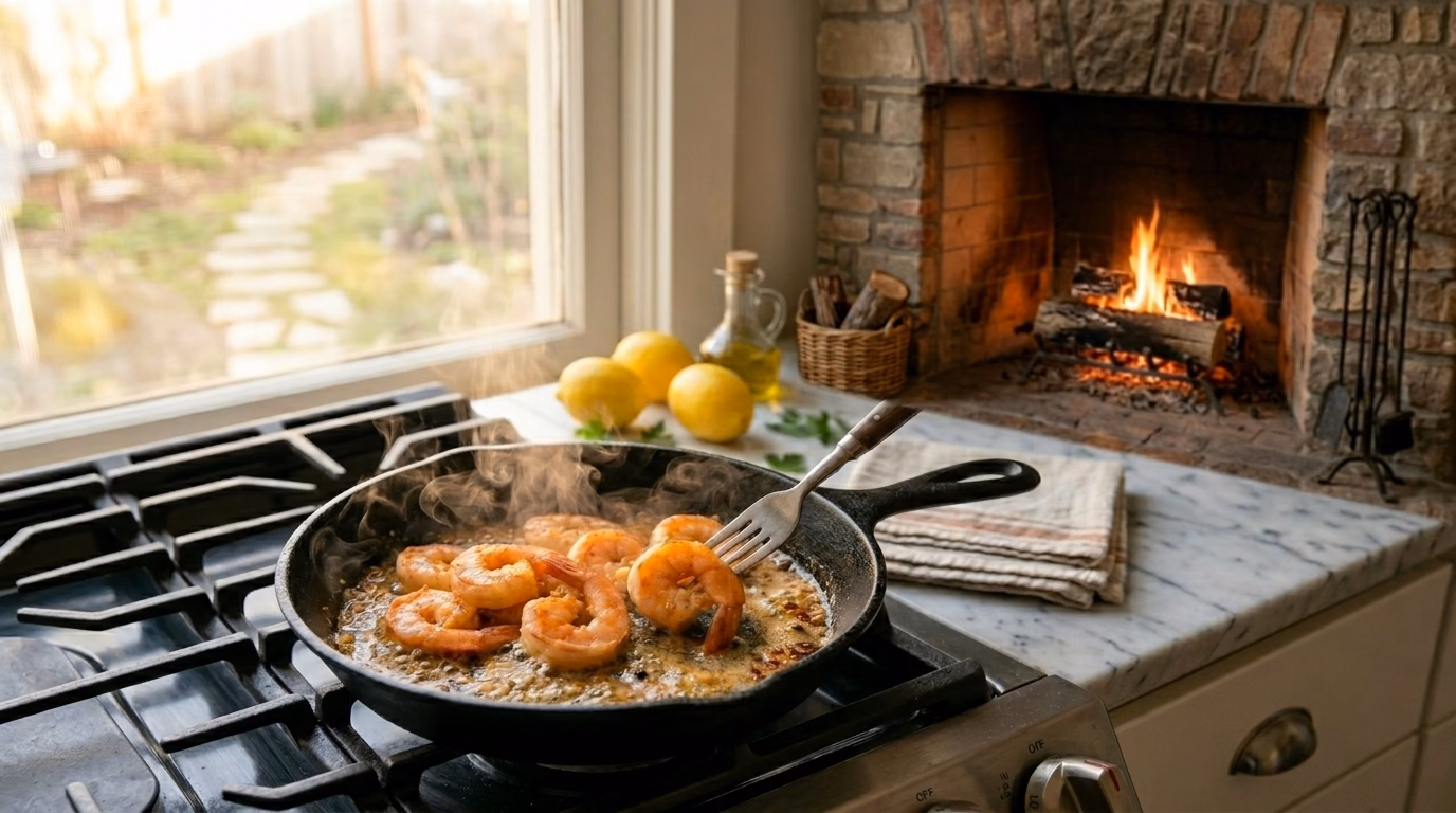 spicy-garlic-butter-shrimp cooking